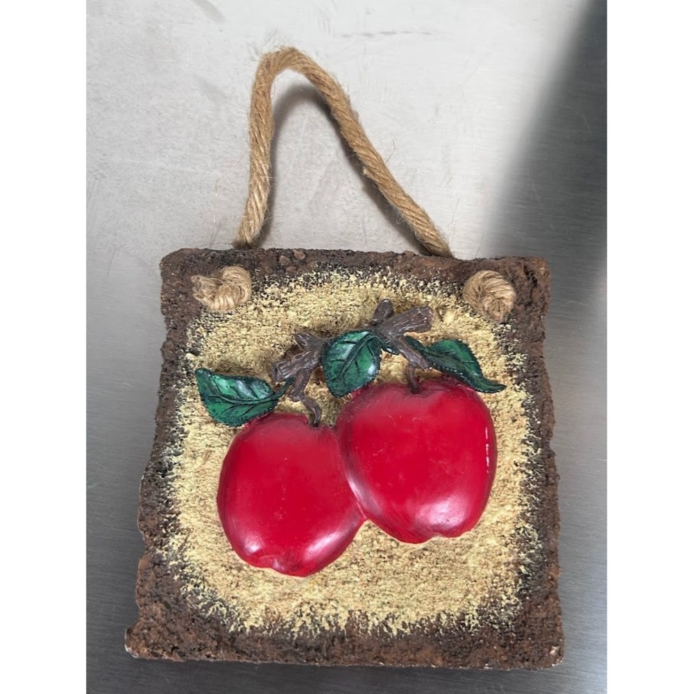 Apple Wall Hanging Decor Faux Bark Wood Look Countrycore Farmhouse Cottage